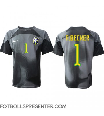 Brasilien Alisson Becker #1 Målvakt Hemma Matchtröja VM 2022 Kortärmad